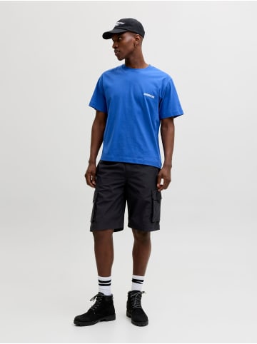 Jack & Jones Cargoshorts Elastischer Bund Kordelzug Einfarbig in Schwarz