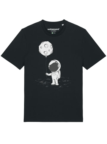 wat? Apparel T-Shirt Kleiner Astronaut mit Luftballon in Schwarz