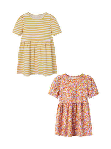 name it Kleid 2er-Set Midi Dress Kurzam Rundhals in Senfgelb