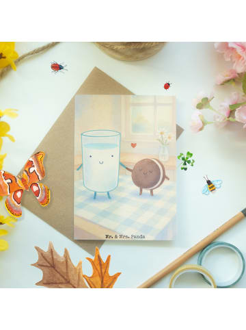 Mr. & Mrs. Panda Grußkarte Milch Keks Design ohne Spruch in Weiß