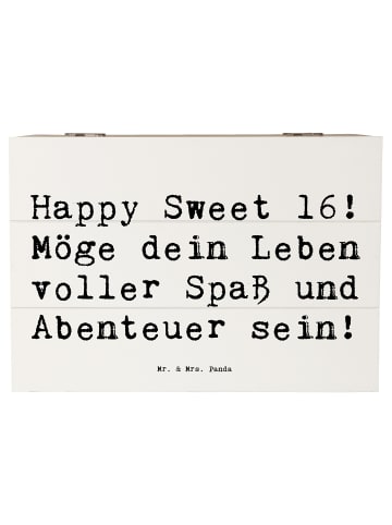 Mr. & Mrs. Panda Holzkiste Spruch 16. Geburtstag Glück mit Spruch in Weiß