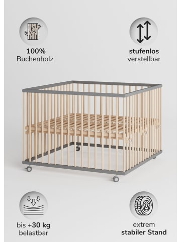 Sämann Sämann Laufgitter mit Lattenrost - grau/natur - Premium Kollektion