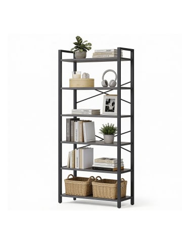 VASAGLE Bücherregal Barnet in Ebenholzschwarz-Schwarz - (B)78 x (H)185.5 x (T)30 cm