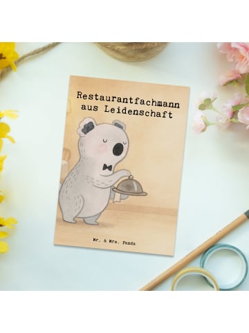Mr. & Mrs. Panda Grußkarte Restaurantfachmann Leidenschaft Desig... in Weiß