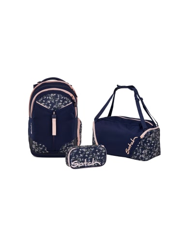 Satch Schulrucksack-Set MATCH Bloomy Breeze 3-teilig in Blau/Rosa