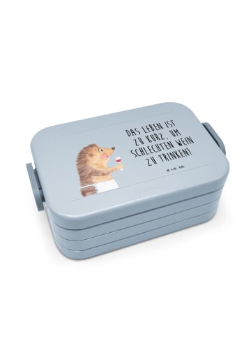 Mr. & Mrs. Panda Bento Box Igel Wein Motiv mit Spruch in Blau Pastell