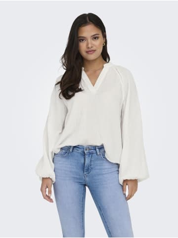 ONLY Legere Shirt Bluse mit Ballonärmeln V-Neck Top ONLTHYRA in Weiß