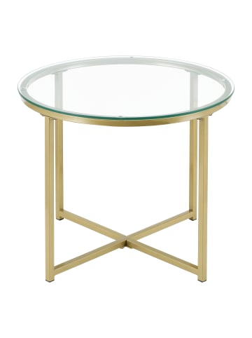 en.casa Beistelltisch Alavieska in Gold (H)42cm (D)50cm