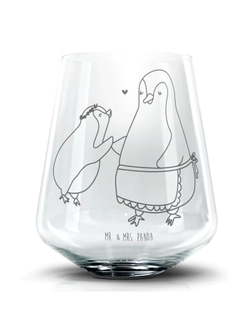 Mr. & Mrs. Panda Blümchentail Glas Pinguin mit Kind ohne Spruch in Transparent