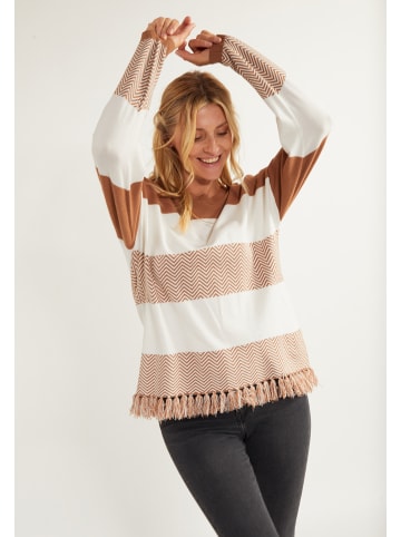 usha FESTIVAL Damen Oversize Strick Pullover in Beige Weiss
