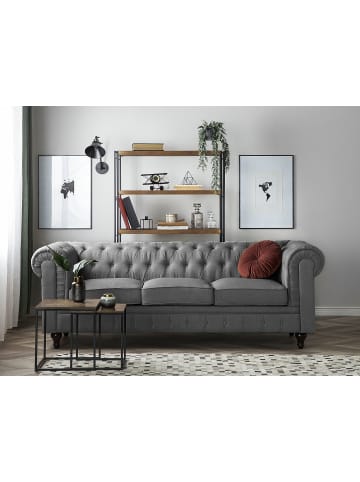 Beliani 3-Sitzer Sofa CHESTERFIELD in Grau/Braun - (W) 222 x (H) 78 x (L) 85 cm