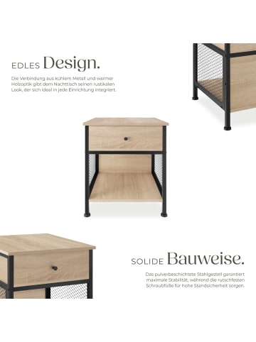 tectake Nachttisch Killarney 45 x 46 x 55,5 cm, Industrial Holz hell, Eiche Sonoma