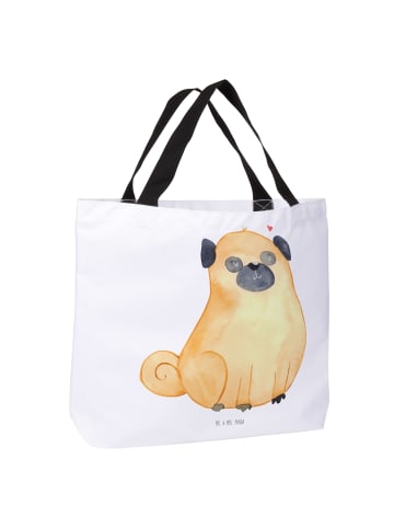 Mr. & Mrs. Panda Schultertasche Mops ohne Spruch in Weiß