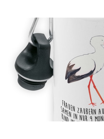 Mr. & Mrs. Panda Trinkflasche Storch mit Spruch in Weiß