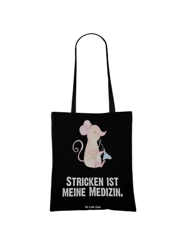 Mr. & Mrs. Panda Shopping Tasche Maus Stricken mit Spruch in Schwarz