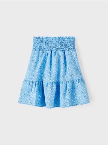 name it Blumen Mini Rock Falten Volant Knielang Stretch Bund NKFFANINNA in Blau