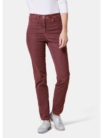 GOLDNER Kurzgröße:  Damen Jeans Slim Fit LOUISA mit Stretch-Anteil in rostbraun