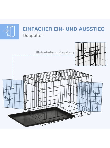 Pawhut Hundekäfig Schwarz L75 x B48,5 x H53 cm