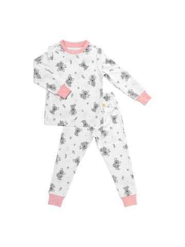 Schlummersack Kinder-Pyjama aus Bio Baumwolle in Rosa-Weiß