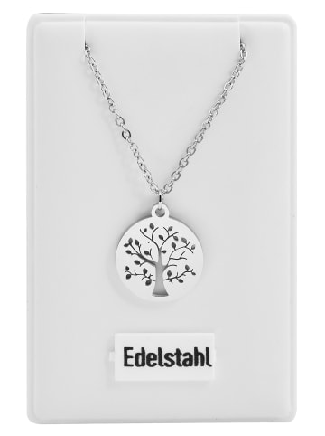 Adeliás Damen Halskette mit Anhänger – Lebensbaum aus Edelstahl in silber