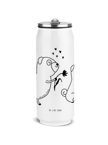 Mr. & Mrs. Panda Trinkflasche Edelstahl Mops Verliebt ohne Spruch in Weiß