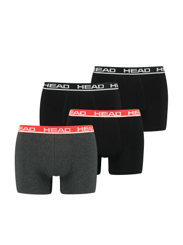 HEAD Boxershorts Head Basic Boxer 4P in Black/Grey Red