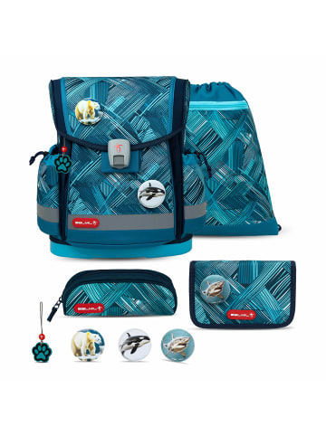 Belmil 5tlg-Set: Schulranzen Set Classy Plus Ice Blue in Blau H36xL32xT19 cm