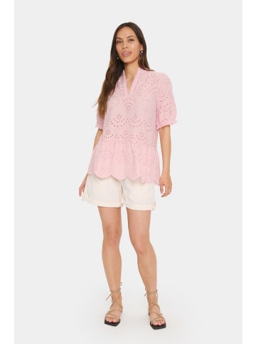 SAINT TROPEZ Kurzarm-Bluse GeleksaSZ Gerade Passform in Pink Nectar