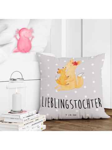 Mr. & Mrs. Panda Dekokissen Fuchs Mama mit Spruch in Grau Pastell