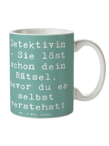 Mr. & Mrs. Panda Kaffeetasse Spruch Detektivin Rätsel mit Spruch in Meeresbrise
