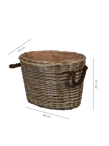 UNUS Weidekorb gefüttert mit Seilgriffen in Grau