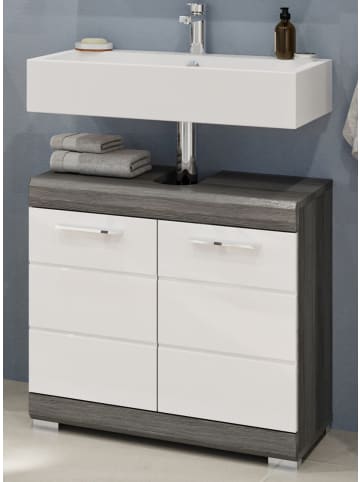 Inn.Furn Waschbeckenunterschrank weiß Hochglanz, grau 60 cm
