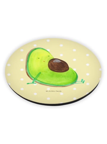 Mr. & Mrs. Panda Rund Magnet Avocado Schwangerschaft ohne Spruch in Gelb Pastell