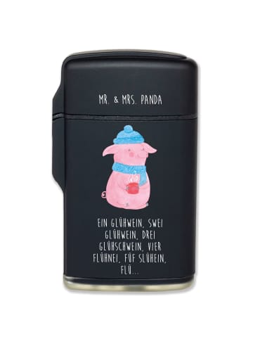Mr. & Mrs. Panda Feuerzeug Schweinchen Glühwein mit Spruch in Schwarz