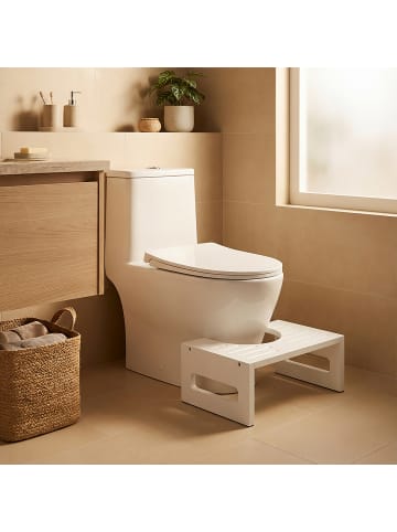 relaxdays Toilettenhocker in Weiß - (B)43,5 x (H)18,5 x (T)28 cm