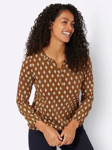 WITT WEIDEN Langarmshirt in cognac-ecru-bedruckt