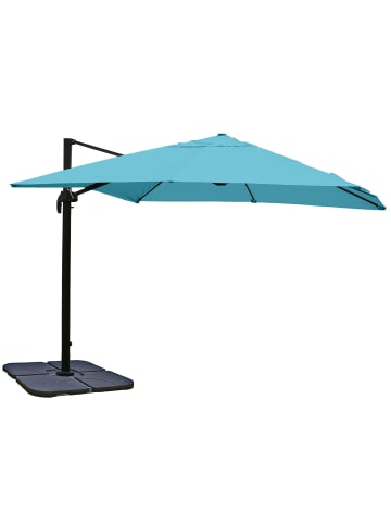 MCW Gastronomie-Ampelschirm A96, Türkis mit Ständer