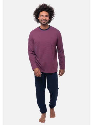 Ammann Schlafanzug Night & Home Cotton in Dunkelblau / rot