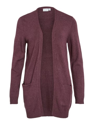 Vila Feinstrick Basic Cardigan Stretch mit Taschen VIRIL in Bordeaux