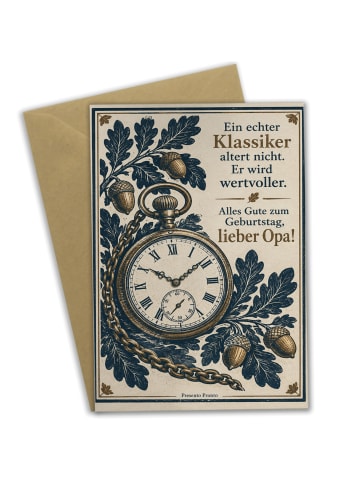 Mr. & Mrs. Panda Geburtstagskarte Taschenuhr zeitlos Design mit ... in Weiß