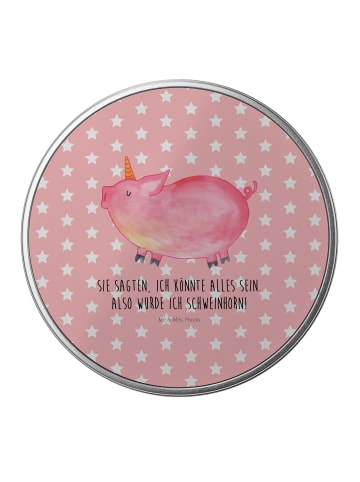 Mr. & Mrs. Panda Metalldose Einhorn Schwein mit Spruch in Rot Pastell