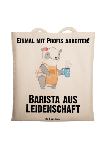 Mr. & Mrs. Panda Tragetasche Barista Leidenschaft mit Spruch in Creme