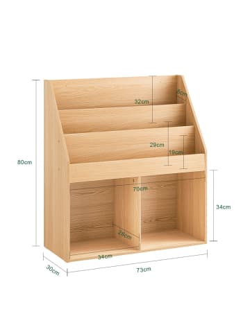 SoBuy Bücherregal in Natur-Eiche - (W) 30 x (H) 80 x (L) 73 cm