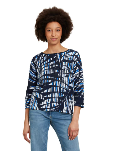 Betty Barclay Grobstrick-Pullover mit Aufdruck in Dunkelblau/Weiß