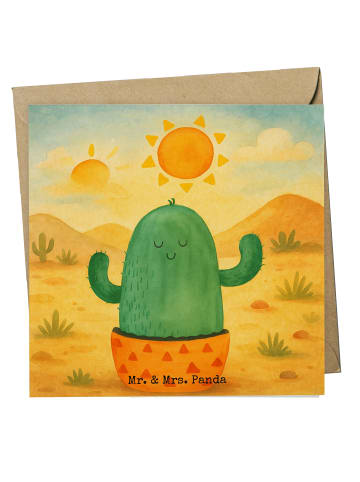 Mr. & Mrs. Panda Klappkarte Kaktus Sonne Design ohne Spruch in Weiß