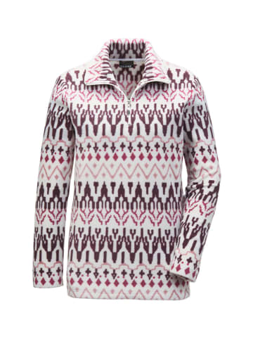 GOLDNER Kuschelig warmer Fleece-Troyer in aubergine / gemustert