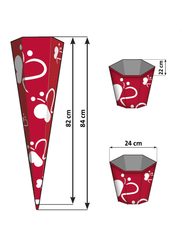 ROTH Bastel-Schultüte groß weiß 85 cm, blauer Tüllverschluss in Weiß