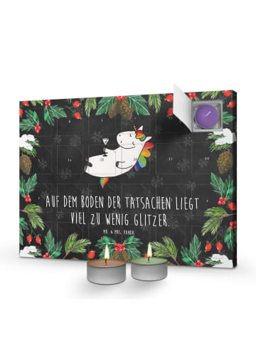 Mr. & Mrs. Panda Adventskalender Einhorn Blümchentail mit Spruch in Kreidetafel