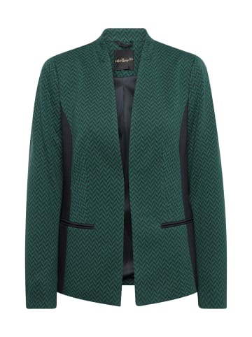 GOLDNER Kurzgröße:  Aufwendiger Jacquardblazer aus weichem Jersey in nachtblau / gemustert