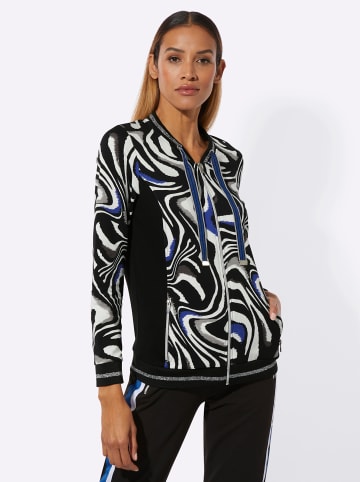 creation L Jacke in schwarz-royalblau-bedruckt